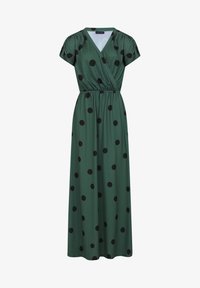 Valittu, black polka dots on green