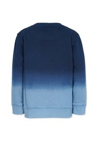 Langärmeliges Sweatshirt mit einem Verlaufsmuster, das von dunkelmarineblau oben zu hellblau unten übergeht.