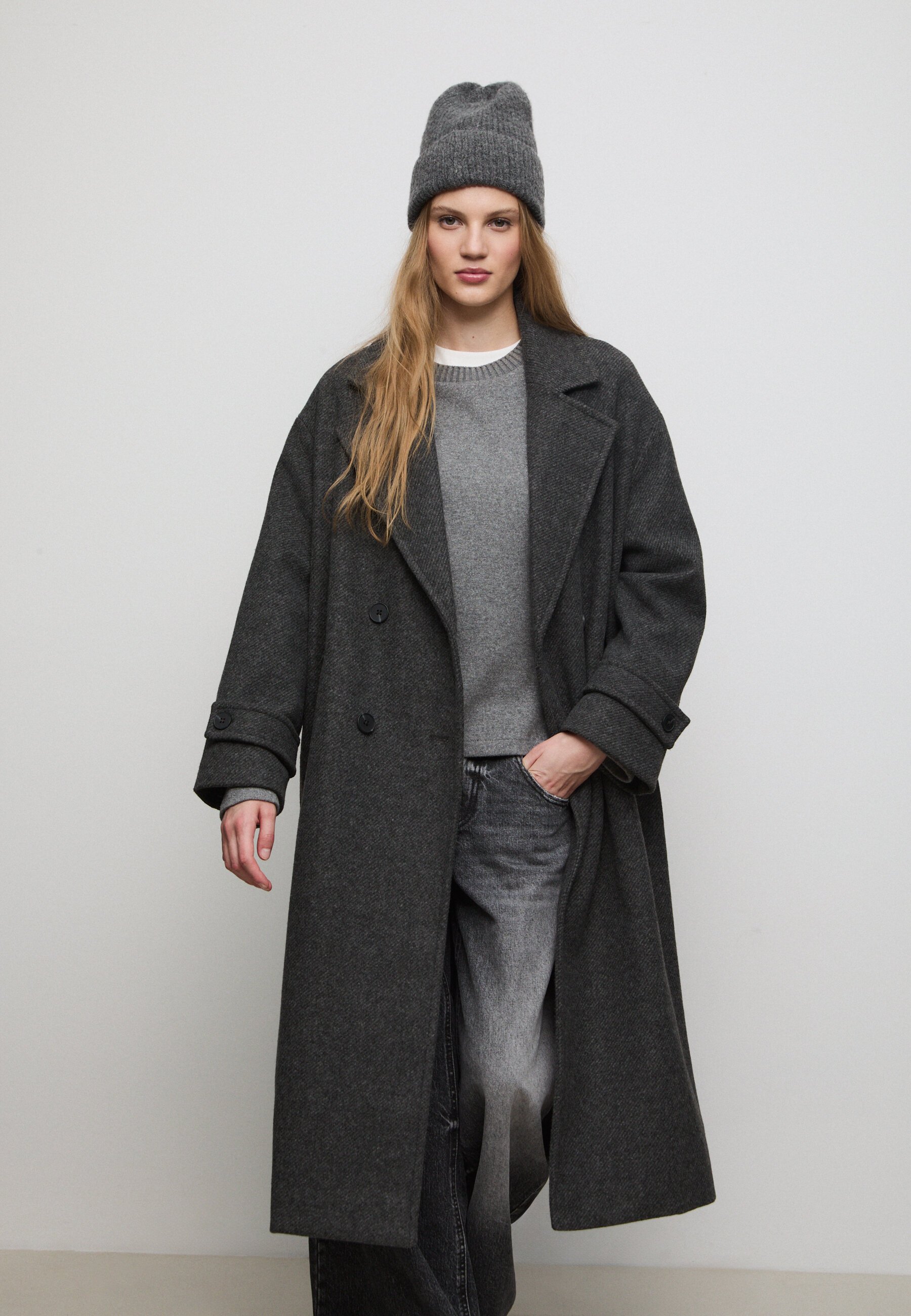 Manteau Stradivarius Noir Et Blanc Taille S - Occasion Très Bon état