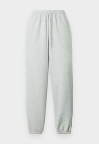 Ανοιχτό γκρι παντελόνι φόρμας από μαλακό ύφασμα, με ελαστική μέση και ρυθμιζόμενο κορδόνι, καθώς και ελαστικά μανσέτες στους αστραγάλους.