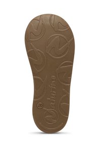 Suola di scarpa in gomma marrone con un motivo a onde e la dicitura 'Naturino' in rilievo, di forma arrotondata e con il numero indicativo '20' su un lato.