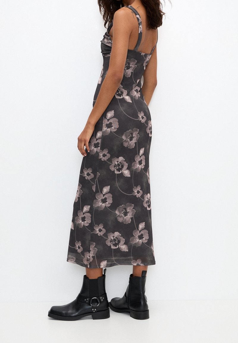 dark grey floral dress Gloriana Floral Print Chiffon Midaxi Wrap Dress main image 1