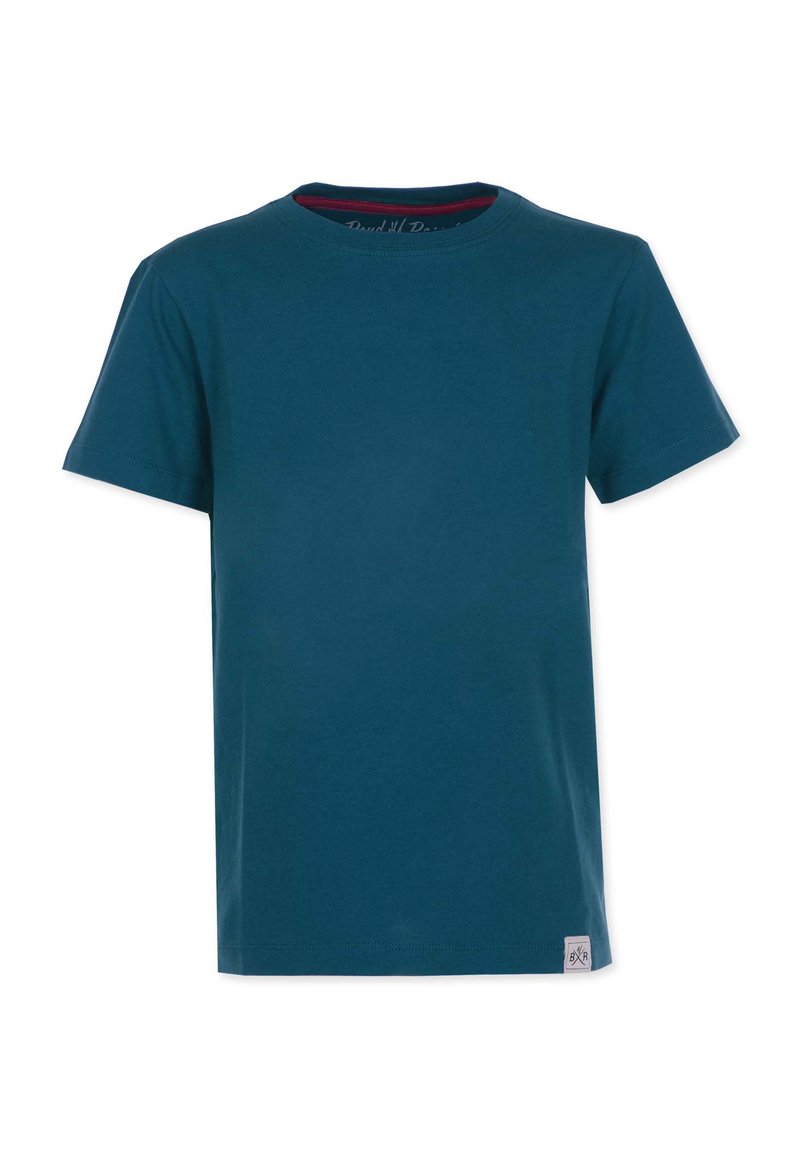 Tearfarvet t-shirt med korte ærmer lavet af bomuld. Har en rund hals, lige nedkant og et lille logo-label nederst til venstre.
