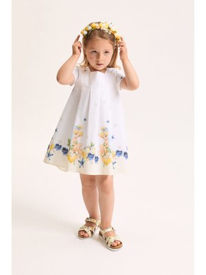 ABITO POPELINE HOLIDAY - Vestito elegante - bianco-giallo