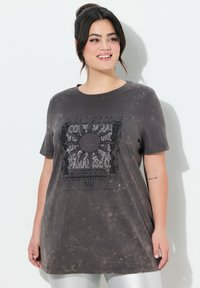 Mørkegrå kortærmet t-shirt lavet af bomuld, med tekstureret stof, rund hals og et grafisk tryk med teksten "PARADISE COVE."