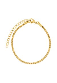Bracelet en or avec un design en maillon de chaîne, doté d'un fermoir en forme de homard et d'une chaîne extensible réglable pour personnaliser la longueur.