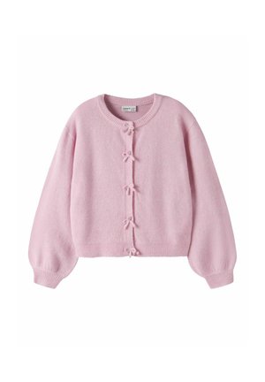 Name it, KNITTED CARDIGAN BOW DETAIL - Gilet - full blooming pink