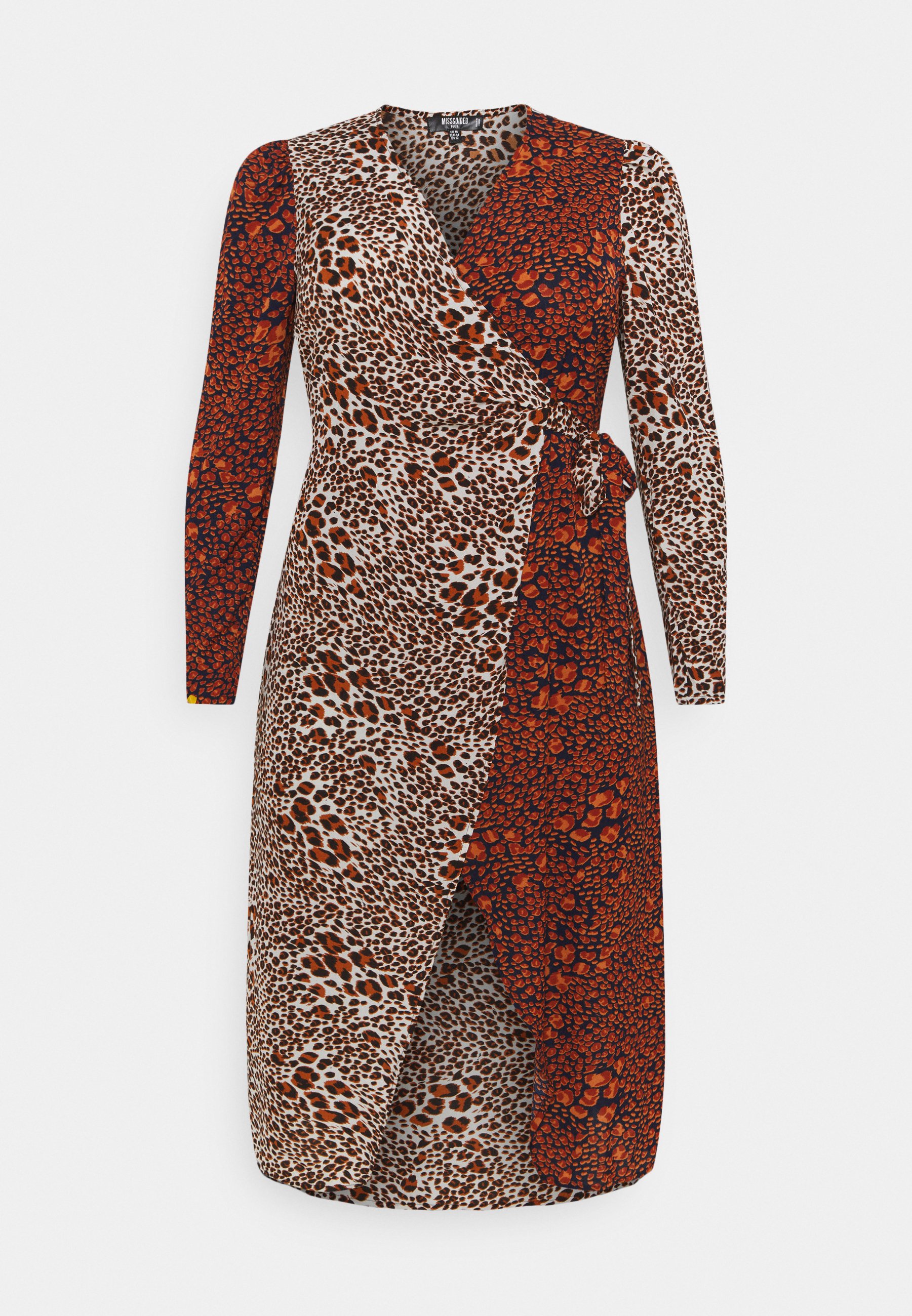 mix print wrap dress