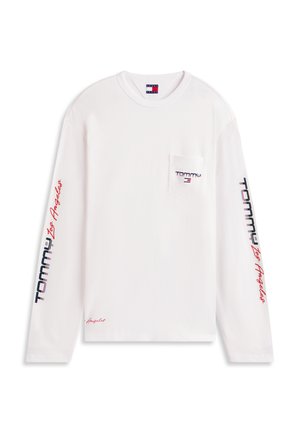 Valge pikkade varrukatega dressipluus "Tommy Los Angeles" tekstiga varrukatel, vasakul rinnal väike tasku "Tommy" logoga ja lipuga.