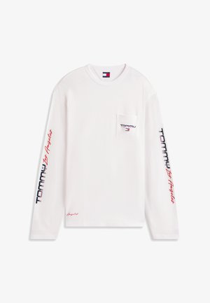 Valge pikkade varrukatega dressipluus "Tommy Los Angeles" tekstiga varrukatel, vasakul rinnal väike tasku "Tommy" logoga ja lipuga.