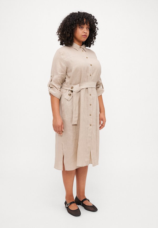 PEDALE - Shirt dress - sabbia4