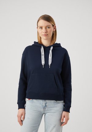 Tommy Jeans LOGO DRAWCORD HOODIE - Bluza - dark night navy