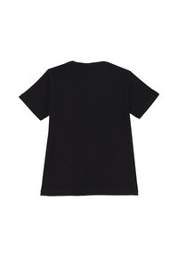 T-shirt nera a maniche corte realizzata in cotone morbido, con una vestibilità rilassata, scollatura rotonda e orlo pulito, senza branding o fantasie visibili.