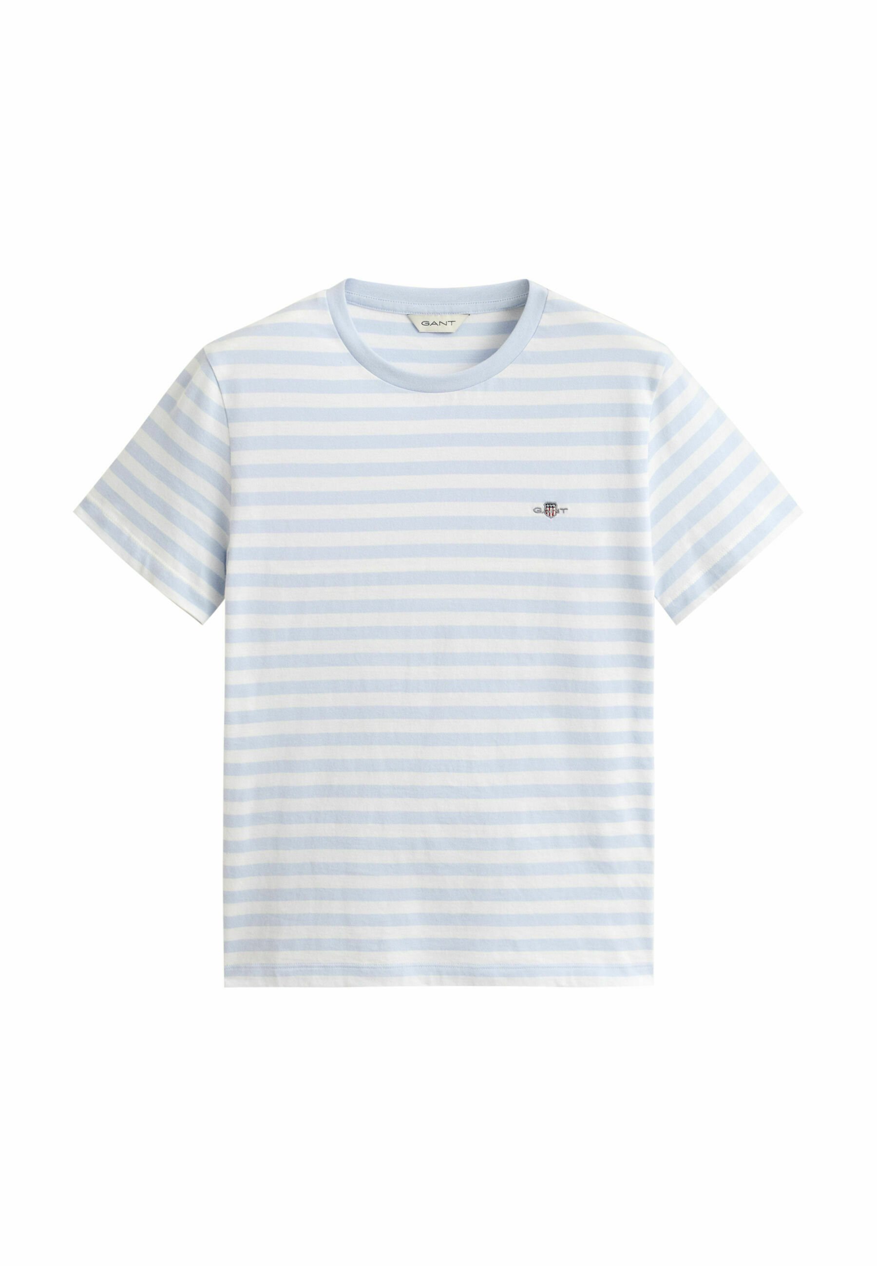 GANT STRIPED SHIELD - Triko s potiskem - light blue