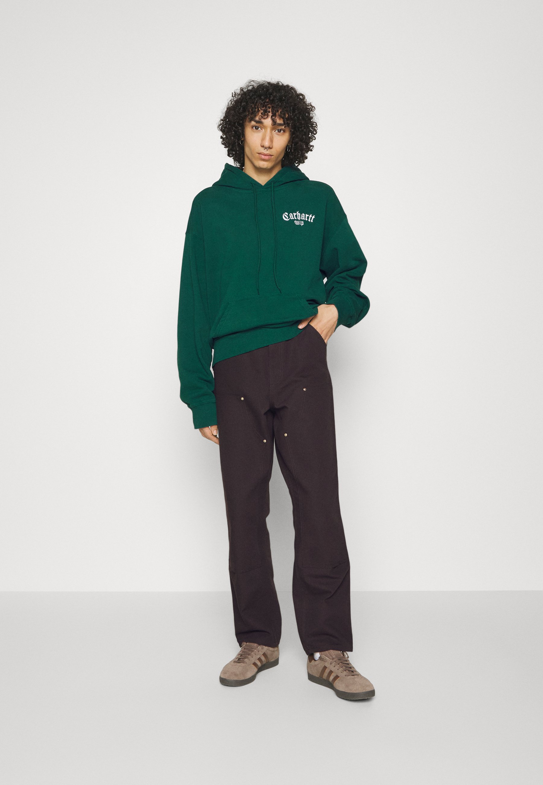 Carhartt WIP HOODED ONYX SCRIPT - Hoodie - chervil/white