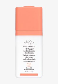 Drunk Elephant C-Tango™ Multivitamin Eye Cream in a white and coral container, featuring simple text and a rounded shape. 15 ml.