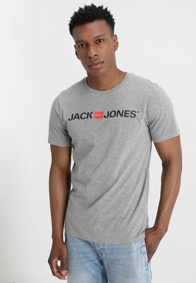 JJECORP LOGO CREW NECK  - T-Shirt print - light grey melange