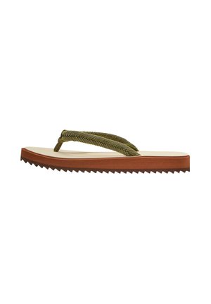OYSHO, TEXTURED FLIP FLOPS - Sandales tongs - khaki
