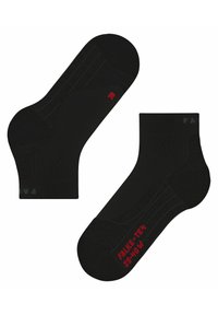 Calcetines negros hasta el tobillo con textura acanalada, talón reforzado y logotipo rojo en el lado interior. Talla 39-40.