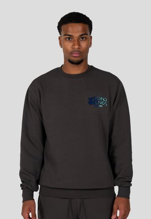 Donkergrijze sweatshirt met ribgebreide boorden en onderzoom. Kenmerkt zich door een multikleurig geborduurd logo op de linkerborst. Gemaakt van katoen, met een relaxte pasvorm.