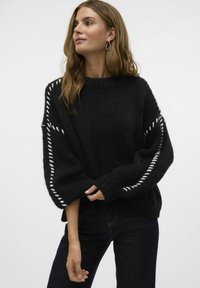 Vero Moda VMFENG O NECK  - Strickpullover - black