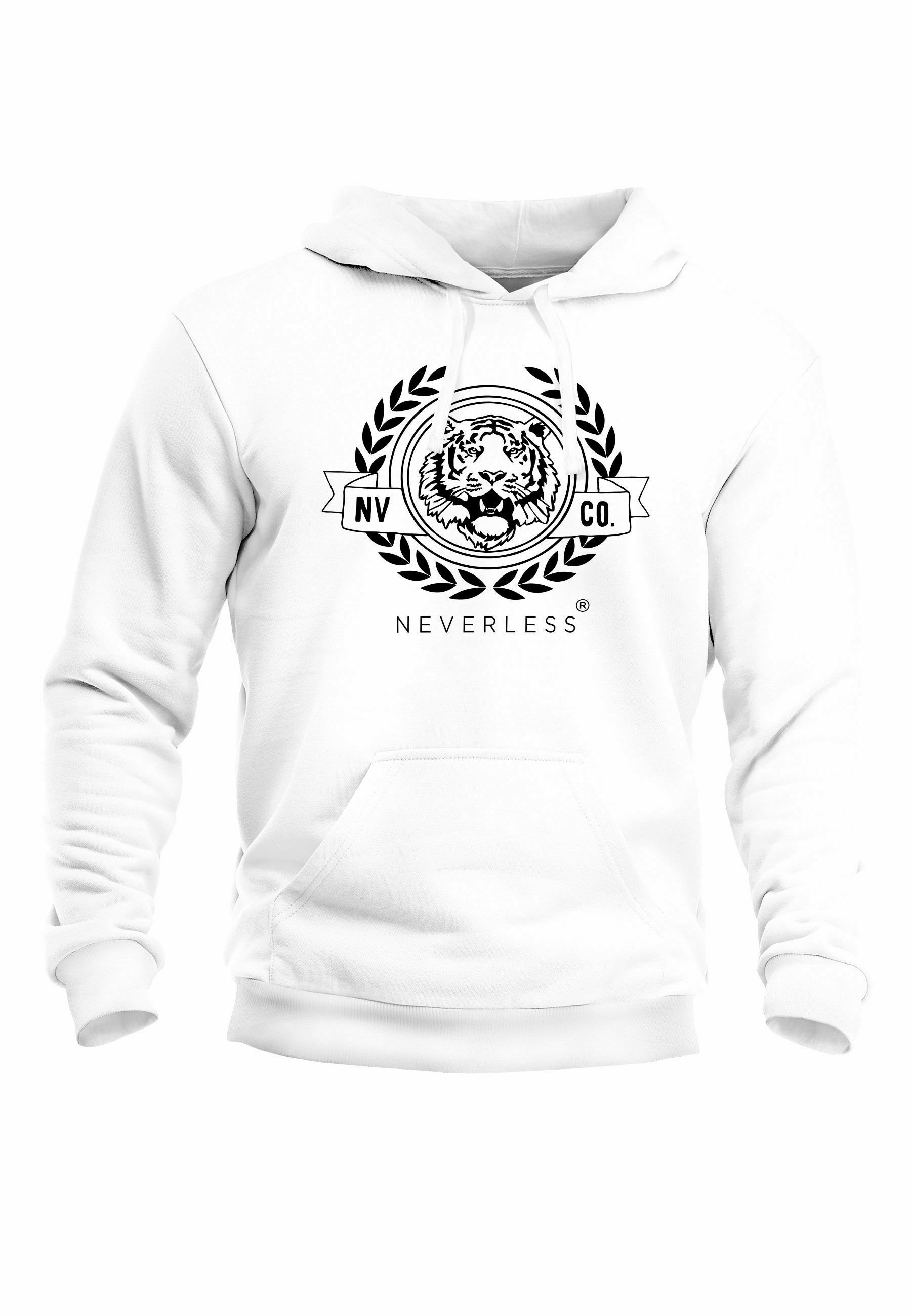 Neverless Herren Pullover - Oldschool Print Mit Tiger & Schriftzug