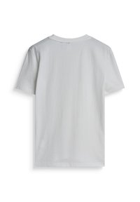 Witte katoenen t-shirt met korte mouwen, ronde halslijn en een effen achterkant. Glad textuur, geen zichtbare patronen of accenten.