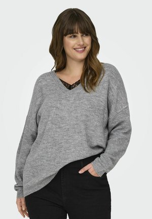 ONLY Carmakoma Strikkegenser - light grey melange