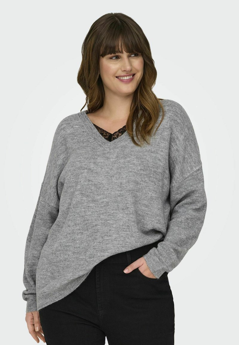 ONLY Carmakoma Pullover - light grey melange