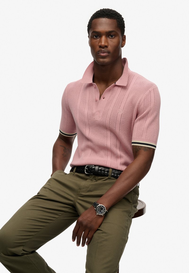 pink dress shirt grey pants Superdry & Co TEXTURE SHORT SLEEVE - Polo winter formal dress