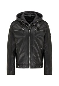 Bruno Banani MIT KAPUZE SMUDO - Lederjacke - schwarz