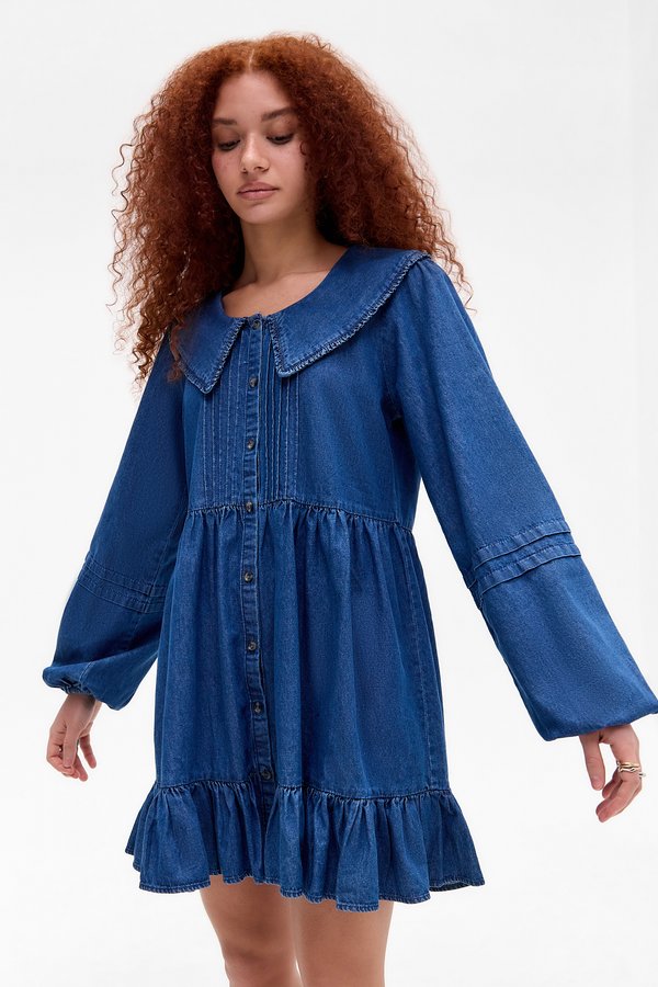 COLLAR DRESS - Denim dress
