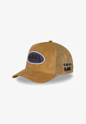 Von Dutch, CASQUETTE TRUCKER FILET EN SUÉDINE AVEC PATCH FUR SUNFLOWER - Gorra - jaune