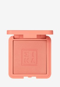 Rubor melocotón en un compacto cuadrado color coral. Textura suave con logo en relieve. La tapa tiene una bisagra para facilitar la apertura.