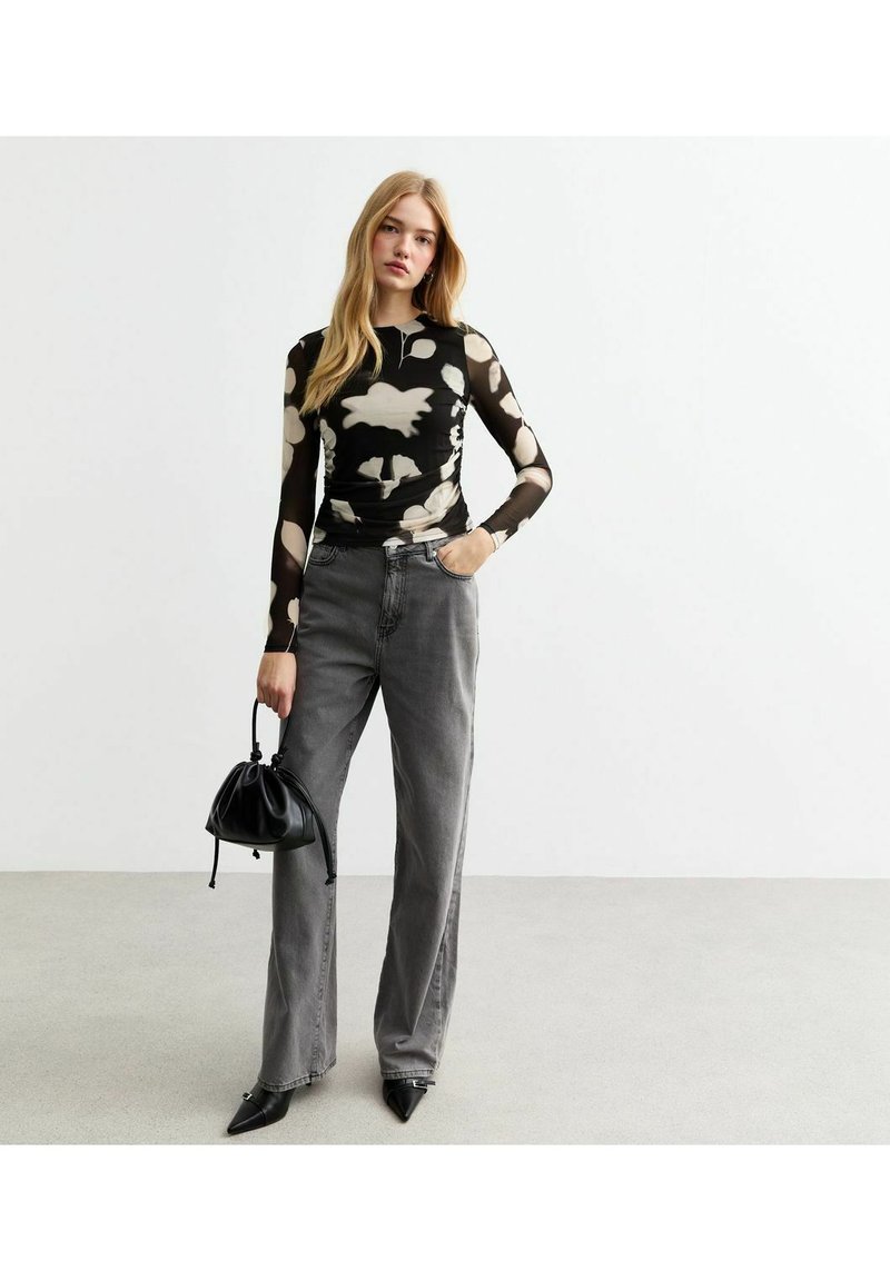 New Look - BLURRED FLORAL PRINT - Long sleeved top - black pattern, Enlarge