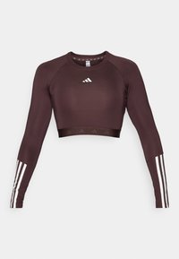 Langærmet T-shirt - shadow brown/white