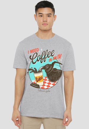 Cotton Soul, GILMORE GIRLS I NEED COFFEE IN AN IV - Print T-shirt - mottled light grey