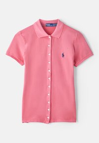 Buttoned Placket Polo Shirt - Poloshirt - pale red