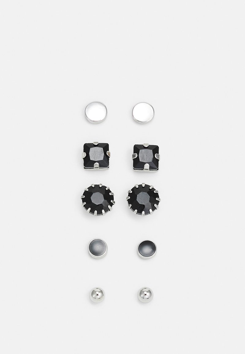 Pier One 9 PACK UNISEX - Naušnice - silver-coloured/black