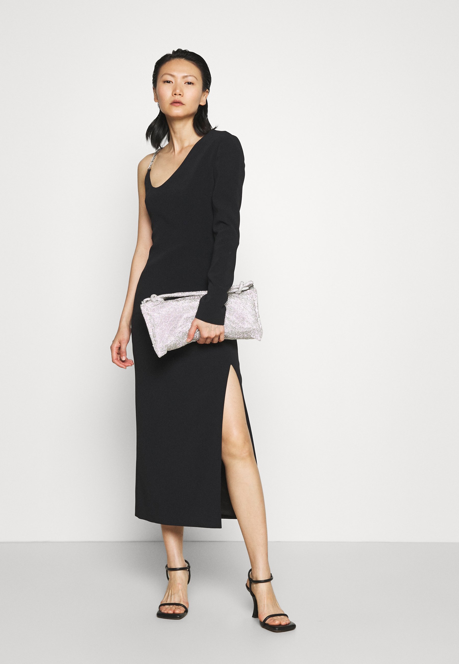 Damen ASSYMETRIC NECK SLEEVE CRYSTAL STRAP MIDI DRESS - Cocktailkleid/festliches Kleid Damen ASSYMETRIC NECK SLEEVE CRYSTAL STRAP MIDI DRESS - Cocktailkleid/festliches Kleid