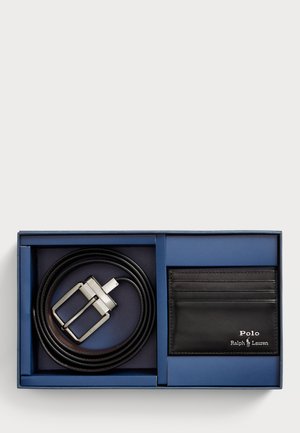 LEATHER BELT & CARD CASE GIFT SET - Riem - black
