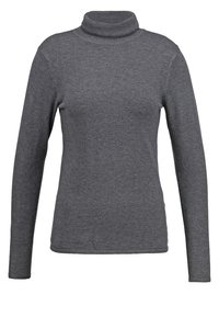 Czarna szara długosleeve'owa bluzka z golfem o miękkiej teksturze dzianinowej i dopasowanym kroju.