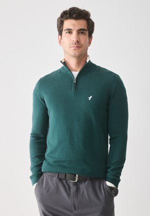 Pulover - dark green/off-white
