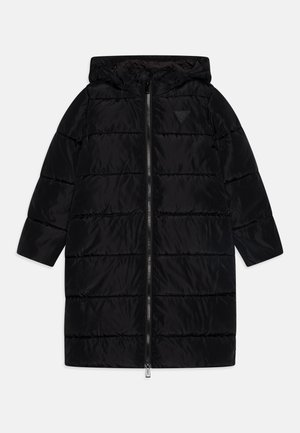 Guess JUNIOR HOODED LONG PADDED PUFFER - Zimný kabát - jet black