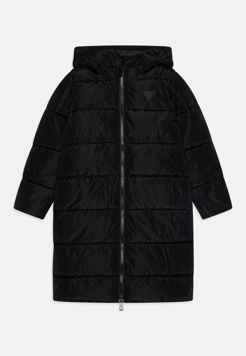 Guess JUNIOR HOODED LONG PADDED PUFFER - Vinterfrakke - jet black