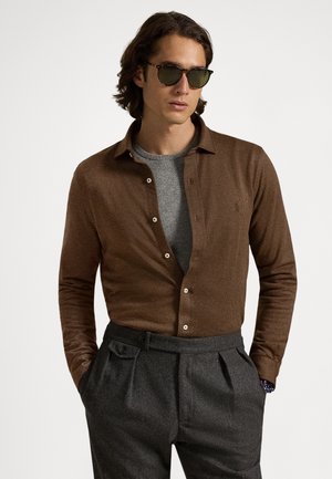 HOUNDSTOOTH JERSEY SPREAD-COLLAR SHIRT - Πουκάμισο - nutmeg brown heather/puppytooth