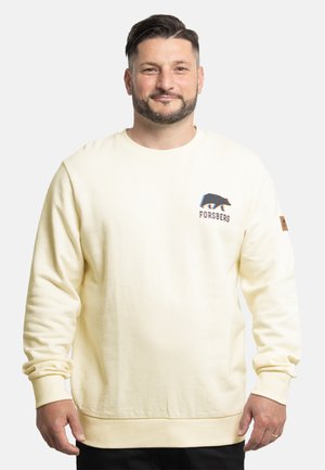 Geel sweatshirt met lange mouwen, ronde hals en geborduurde berenontwerp met de tekst "FORSBERG". De manchetten en onderkant zijn geribbeld voor extra comfort.