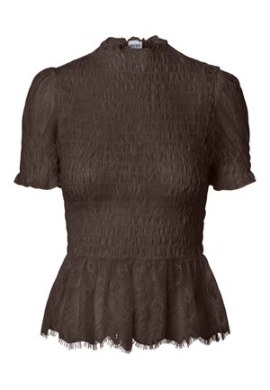 Pieces, SHORT SLEEVED TOP PCJILLY LACE - Μπλούζα - hot fudge
