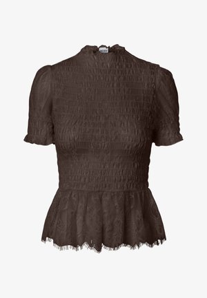 Pieces, SHORT SLEEVED TOP PCJILLY LACE - Μπλούζα - hot fudge