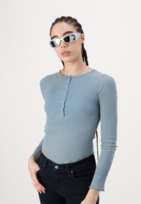 BDG Urban Outfitters DRAKE POPPER HENLEY - Majica z dolgimi rokavi - blue